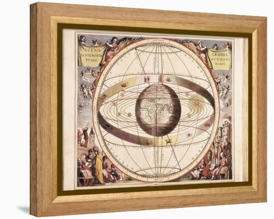 Scenographia Systematis Mundani Ptolemaici, Representation of the Ptolemaic Universe-Andreas Cellarius-Framed Stretched Canvas