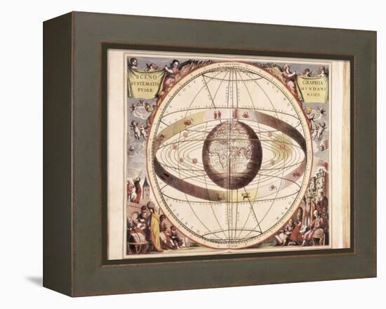 Scenographia Systematis Mundani Ptolemaici, Representation of the Ptolemaic Universe-Andreas Cellarius-Framed Stretched Canvas