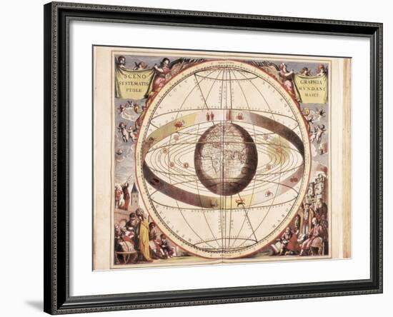 Scenographia Systematis Mundani Ptolemaici, Representation of the Ptolemaic Universe-Andreas Cellarius-Framed Art Print