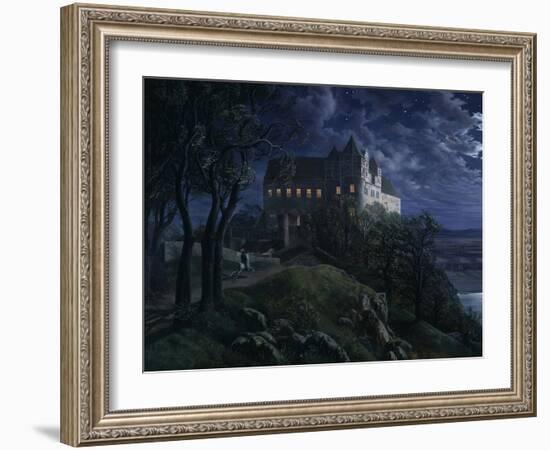 Scharfenberg Castle by night. 1827-Ernst Ferdinand Oehme-Framed Giclee Print