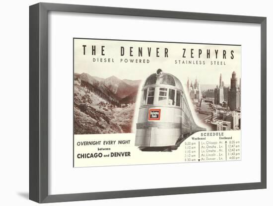 Schedule for Denver Zephyr Train-null-Framed Art Print