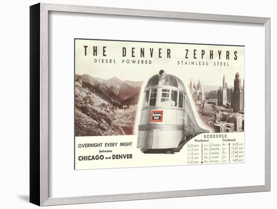 Schedule for Denver Zephyr Train-null-Framed Art Print