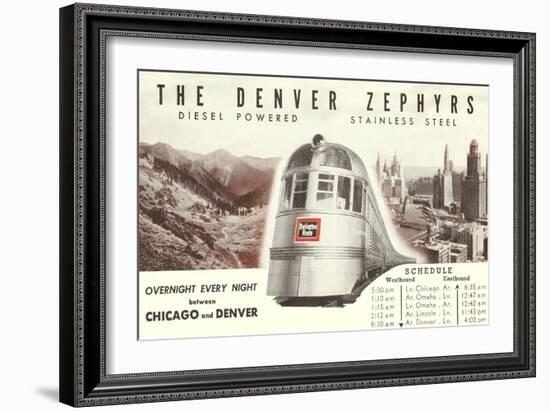 Schedule for Denver Zephyr Train-null-Framed Art Print