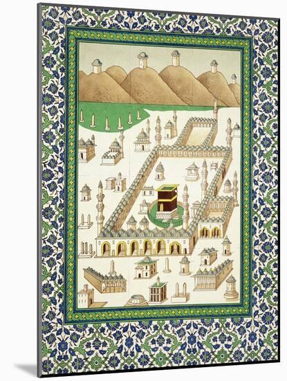 Schematic View of Mecca, Showing the Qua'Bah, from a Book on Persian Ceramics-null-Mounted Giclee Print