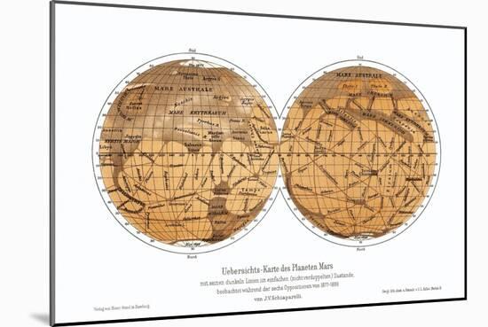 Schiaparelli's Map of Mars, 1877-1888-Detlev Van Ravenswaay-Mounted Photographic Print