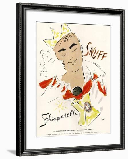 Schiaparelli Snuff, Mens Fragrance Cologne, USA, 1950-null-Framed Giclee Print