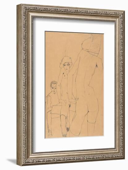 Schiele with Nude Model before the Mirror, 1910-Egon Schiele-Framed Art Print