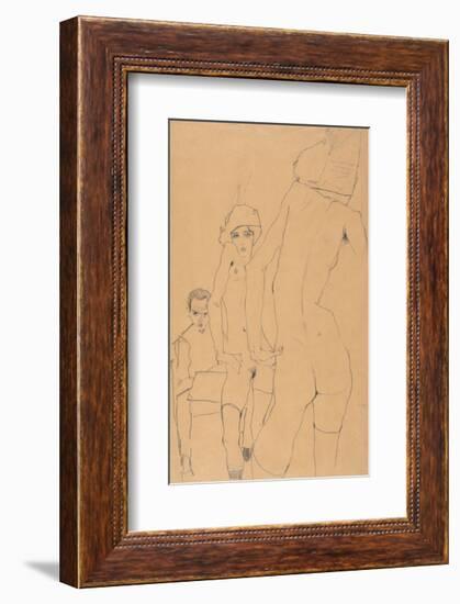 Schiele with Nude Model before the Mirror, 1910-Egon Schiele-Framed Art Print