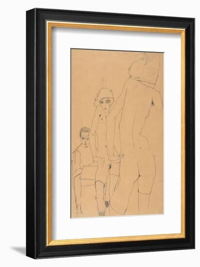Schiele with Nude Model before the Mirror, 1910-Egon Schiele-Framed Art Print