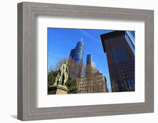 Schiller Monument and Financial District, Frankfurt am Main, Hesse, Germany, Europe-Hans-Peter Merten-Framed Photographic Print