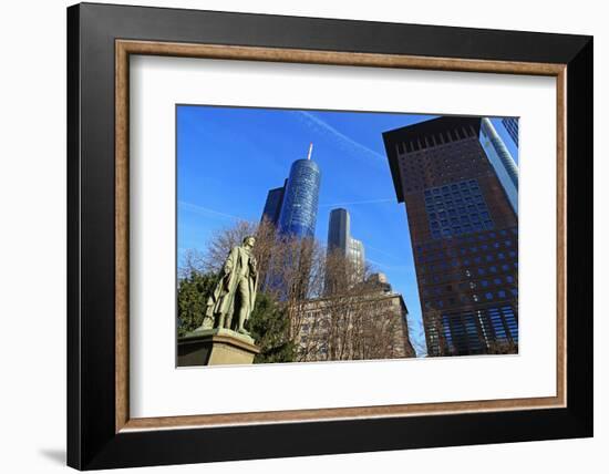 Schiller Monument and Financial District, Frankfurt am Main, Hesse, Germany, Europe-Hans-Peter Merten-Framed Photographic Print