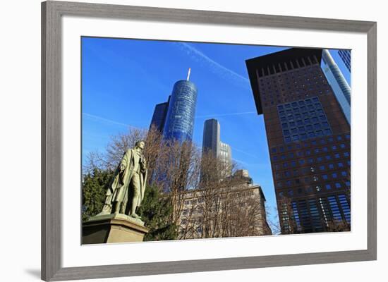 Schiller Monument and Financial District, Frankfurt am Main, Hesse, Germany, Europe-Hans-Peter Merten-Framed Photographic Print