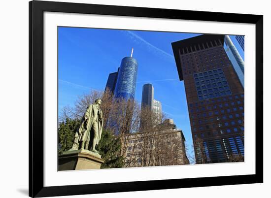 Schiller Monument and Financial District, Frankfurt am Main, Hesse, Germany, Europe-Hans-Peter Merten-Framed Photographic Print