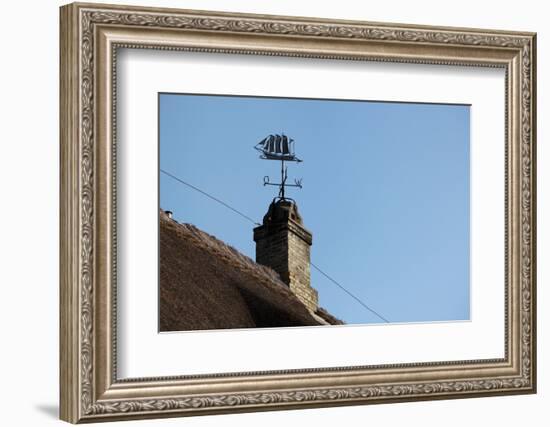 Schleswig-Holstein, Sieseby, Typical Residential House, Detail, Chimney, Weather Vane-Catharina Lux-Framed Photographic Print