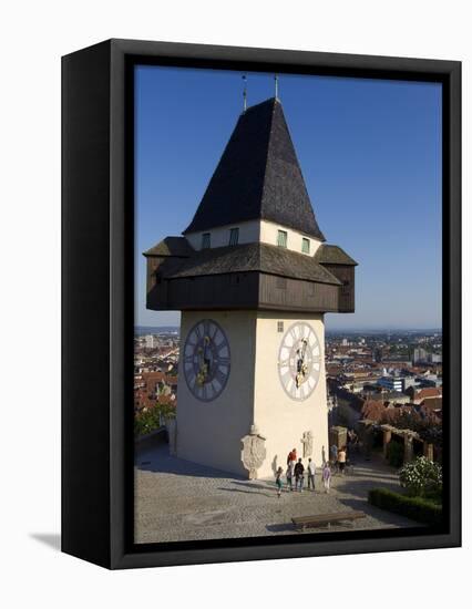 Schlossberg, Clock Tower, Old Town, UNESCO World Heritage Site, Graz, Styria, Austria, Europe-Dallas & John Heaton-Framed Premier Image Canvas