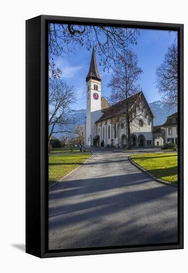 Schlosskirche Interlake, Interlaken, Jungfrau region, Bernese Oberland, Swiss Alps, Switzerland, Eu-Frank Fell-Framed Premier Image Canvas