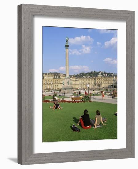 Schlossplatz, King Wilhelm Jubilee Column, Neues Schloss, Stuttgart, Baden Wurttemberg, Germany-Yadid Levy-Framed Photographic Print