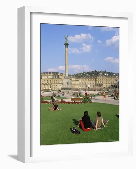 Schlossplatz, King Wilhelm Jubilee Column, Neues Schloss, Stuttgart, Baden Wurttemberg, Germany-Yadid Levy-Framed Photographic Print