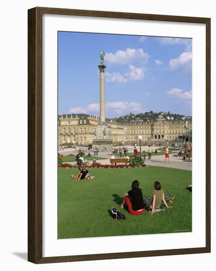 Schlossplatz, King Wilhelm Jubilee Column, Neues Schloss, Stuttgart, Baden Wurttemberg, Germany-Yadid Levy-Framed Photographic Print