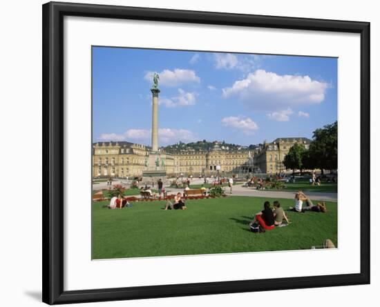 Schlossplatz, King Wilhelm Jubilee Column, Neues Schloss, Stuttgart, Baden Wurttemberg, Germany-Yadid Levy-Framed Photographic Print