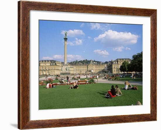 Schlossplatz, King Wilhelm Jubilee Column, Neues Schloss, Stuttgart, Baden Wurttemberg, Germany-Yadid Levy-Framed Photographic Print