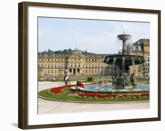 Schlossplatz (Palace Square) and Neues Schloss, Stuttgart, Baden Wurttemberg, Germany-Yadid Levy-Framed Photographic Print