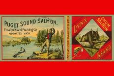 Puget Sound Salmon - on the Fly-Schmidt Lithograph Co-Framed Stretched Canvas