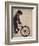 Schnauzer on Bicycle, Black-Fab Funky-Framed Art Print