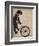 Schnauzer on Bicycle, Black-Fab Funky-Framed Art Print