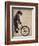 Schnauzer on Bicycle, Black-Fab Funky-Framed Art Print