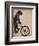 Schnauzer on Bicycle, Black-Fab Funky-Framed Art Print