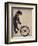 Schnauzer on Bicycle, Black-Fab Funky-Framed Art Print