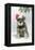 Schnauzer Puppy in Snow Wearing Hat-null-Framed Premier Image Canvas