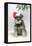 Schnauzer Puppy in Snow Wearing Hat-null-Framed Premier Image Canvas