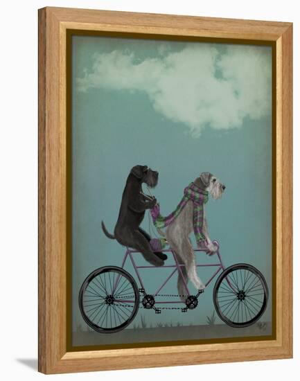 Schnauzer Tandem-Fab Funky-Framed Stretched Canvas