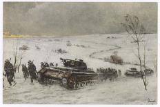 German Tank Column Accompanied by Infantry Advances into Russia-Schnurpel-Premium Giclee Print