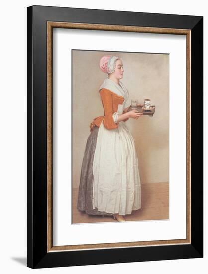 Schokoladenmädchen-Jean-Etienne Liotard-Framed Art Print