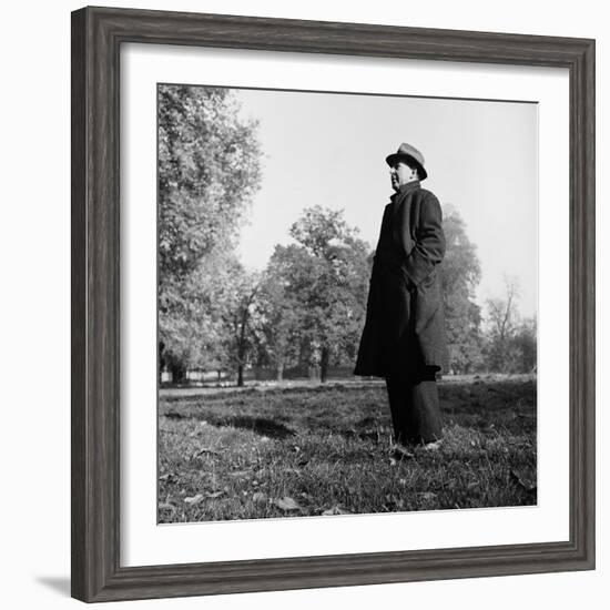 Scholar C.S. Lewis Standing in Open Field; Nr. Magdalen College, Oxford University-null-Framed Photographic Print