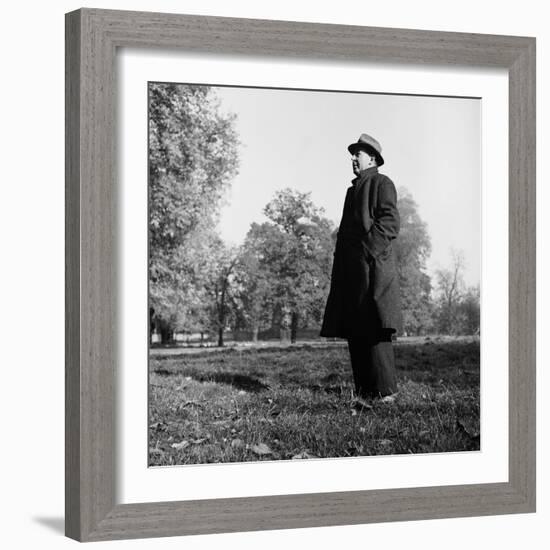 Scholar C.S. Lewis Standing in Open Field; Nr. Magdalen College, Oxford University-null-Framed Photographic Print