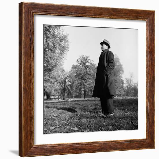 Scholar C.S. Lewis Standing in Open Field; Nr. Magdalen College, Oxford University-null-Framed Photographic Print