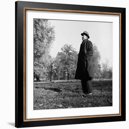 Scholar C.S. Lewis Standing in Open Field; Nr. Magdalen College, Oxford University-null-Framed Photographic Print