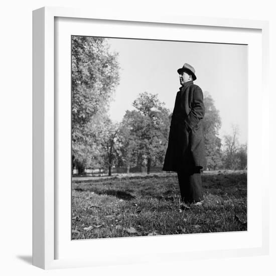 Scholar C.S. Lewis Standing in Open Field; Nr. Magdalen College, Oxford University-null-Framed Photographic Print