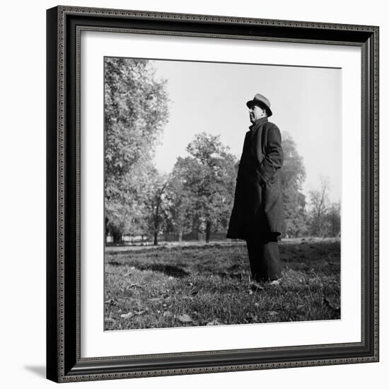 Scholar C.S. Lewis Standing in Open Field; Nr. Magdalen College, Oxford University-null-Framed Photographic Print