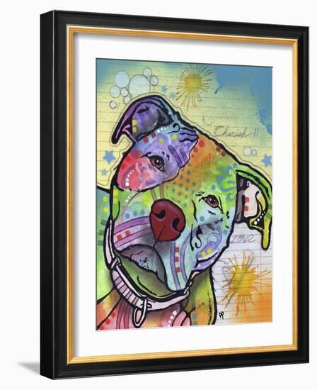 Scholar, Dogs, Pets, Animals, Pit Bulls, Looking up, Cherish, Lined Paper, Pop Art, Stencils-Russo Dean-Framed Giclee Print