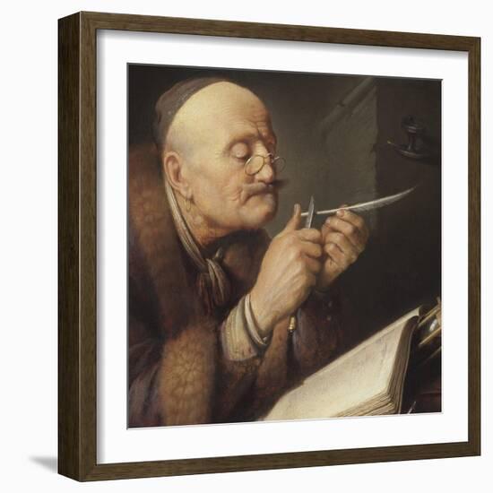 Scholar Sharpening a Quill Pen-Gerard Dou-Framed Giclee Print