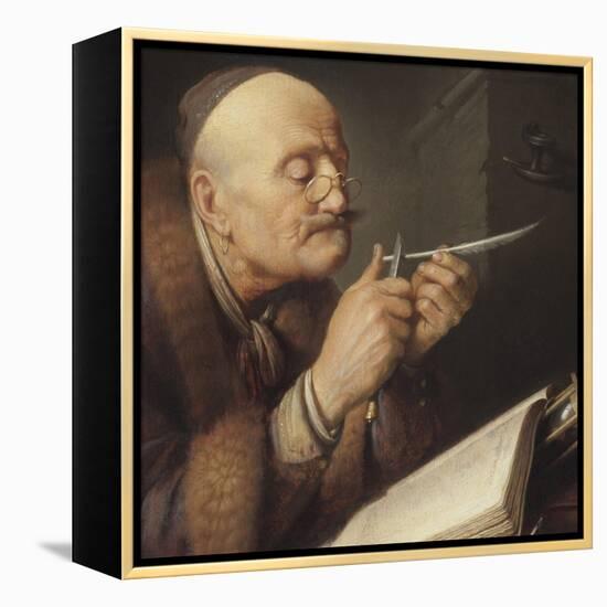 Scholar Sharpening a Quill Pen-Gerard Dou-Framed Premier Image Canvas