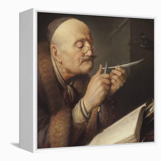Scholar Sharpening a Quill Pen-Gerard Dou-Framed Premier Image Canvas
