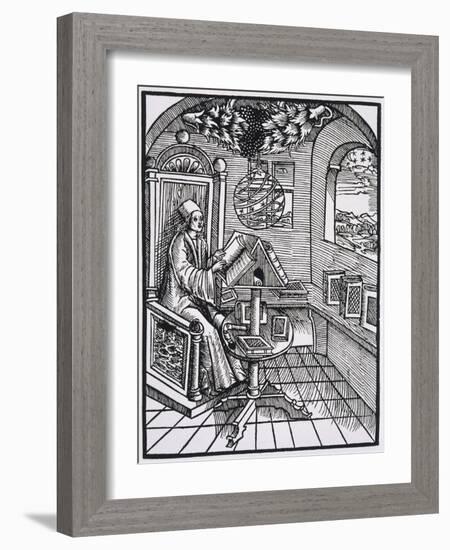 Scholar with an Interest in Astronomy Reading in His Study-null-Framed Art Print