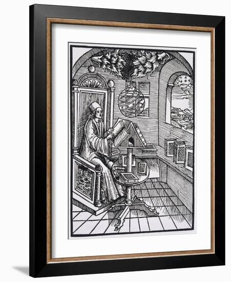 Scholar with an Interest in Astronomy Reading in His Study-null-Framed Art Print