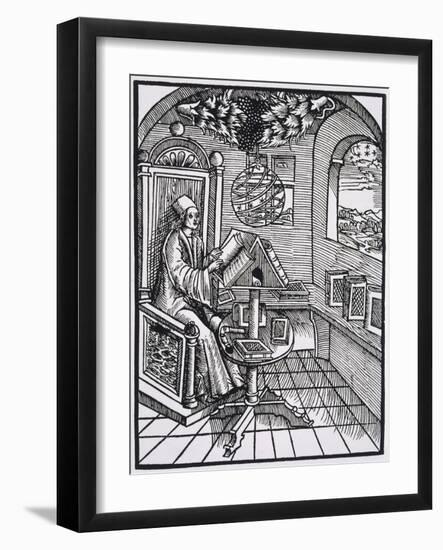 Scholar with an Interest in Astronomy Reading in His Study-null-Framed Art Print